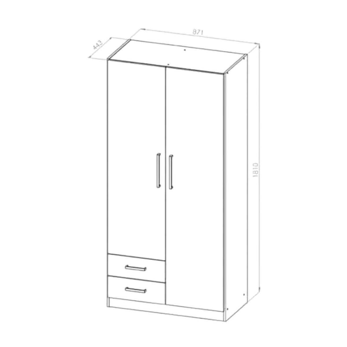 DIELFE PLACARD 2 PUERTAS DE ABRIR, ESTANTES Y 2 CAJONES PAC090 - Imagen 4