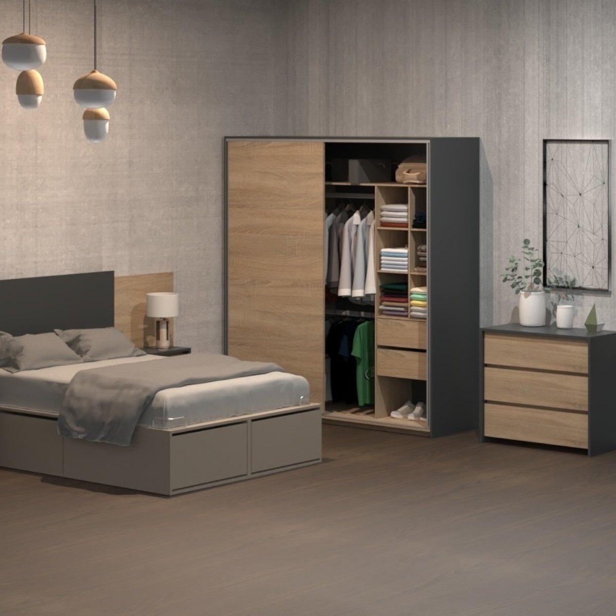 DIELFE COMODA 3 CAJONES NIZA CLN090 - Imagen 6