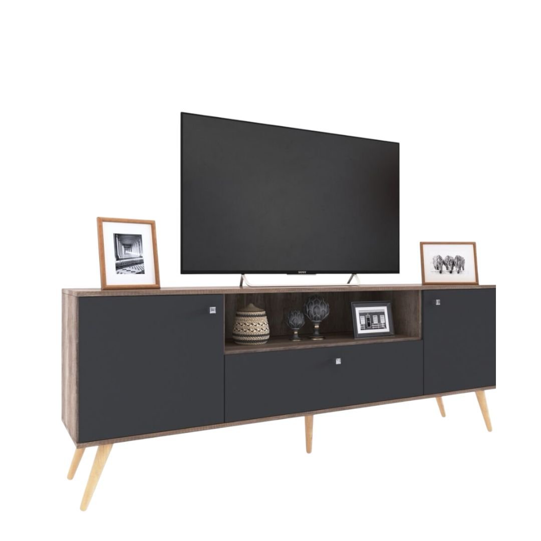 DELOS RACK PARA TV 3 PUERTAS 2 ESTANTES ESCANDINAVO 65"