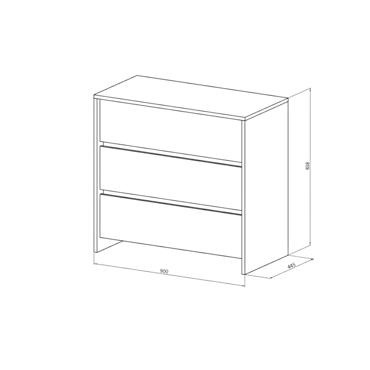 DIELFE COMODA 3 CAJONES NIZA CLN090 - Imagen 4