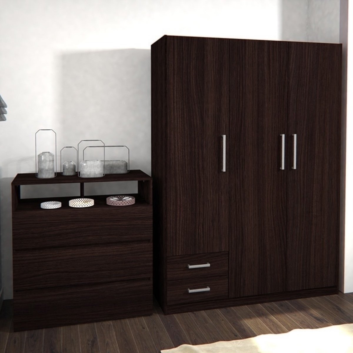 DIELFE PLACARD 3 PUERTAS DE ABRIR, ESTANTES Y 2 CAJONES PAC130 - Imagen 6