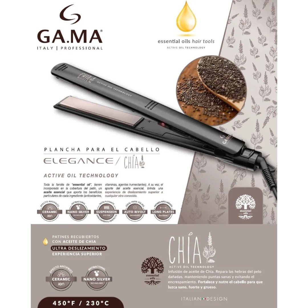GAMA PLANCHA DE CABELLO ELEGANCE STD CON ACEITE DE CHIA - Imagen 2