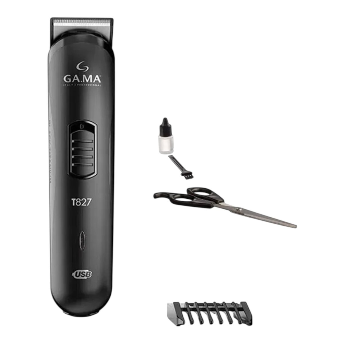 GAMA CORTADORA DE PELO BLACK TITANIUM CARGA USB TRIMMER T827 COLOR NEGRO