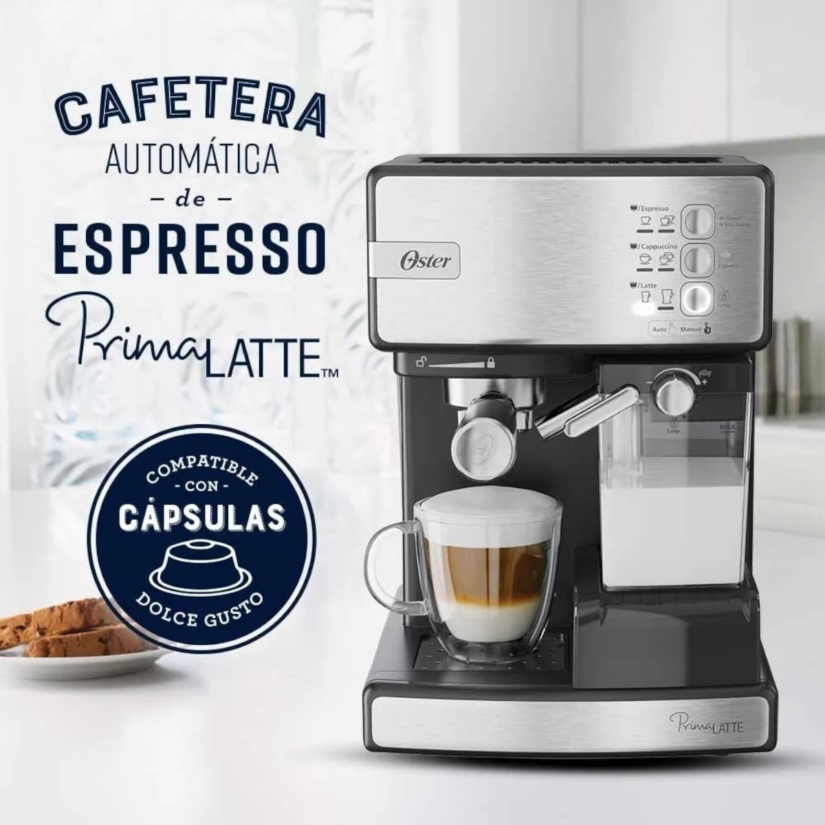 OSTER CAFETERA ESPRESSO PRIMALATTE EM6603 PLATEADA - Imagen 3