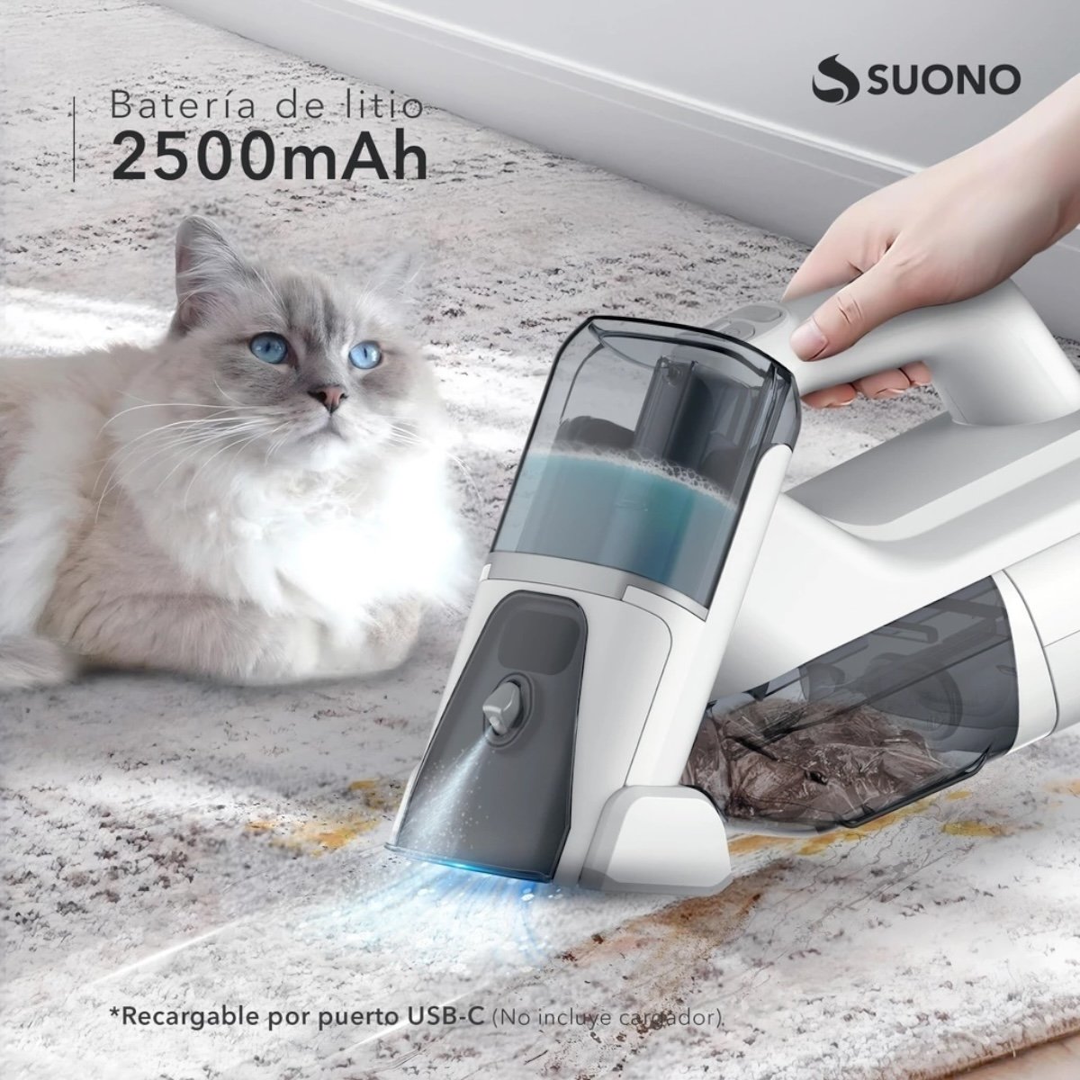 SUONO ASPIRADORA LIMPIA TAPIZADO DE MANO PORTÁTIL - Imagen 5