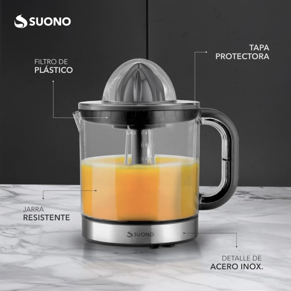 SUONO EXPRIMIDOR BASICO 1200ML 40W ACERO - Imagen 2