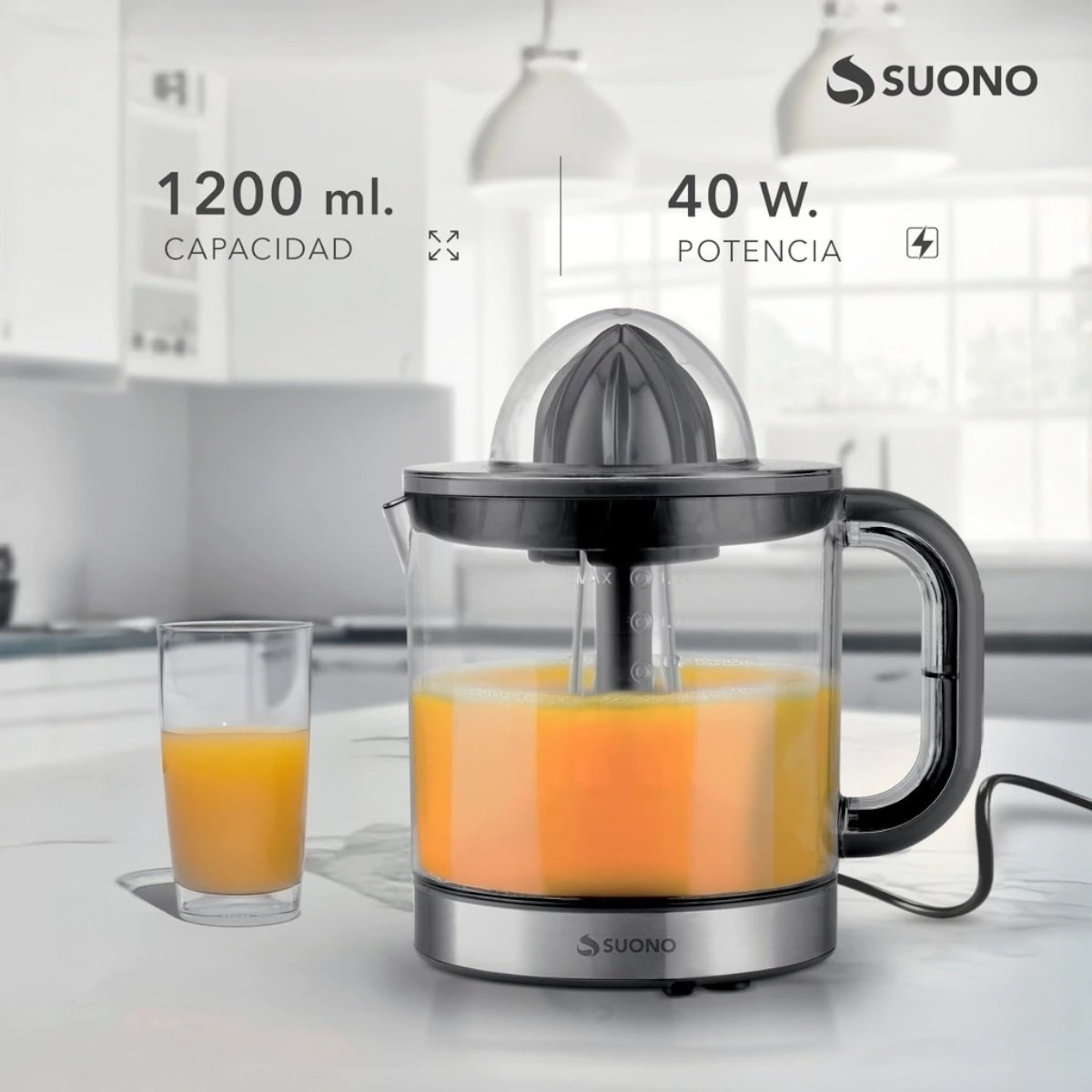 SUONO EXPRIMIDOR BASICO 1200ML 40W ACERO - Imagen 3