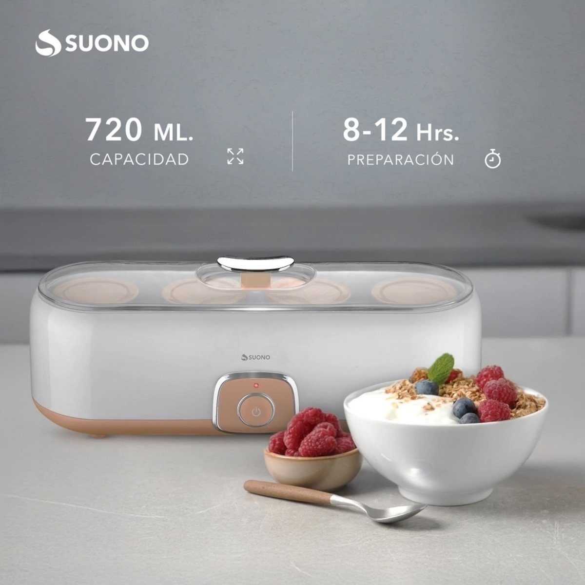 SUONO YOGURTERA ELÉCTRICA 720ML 4 VASOS NARANJA - Imagen 3