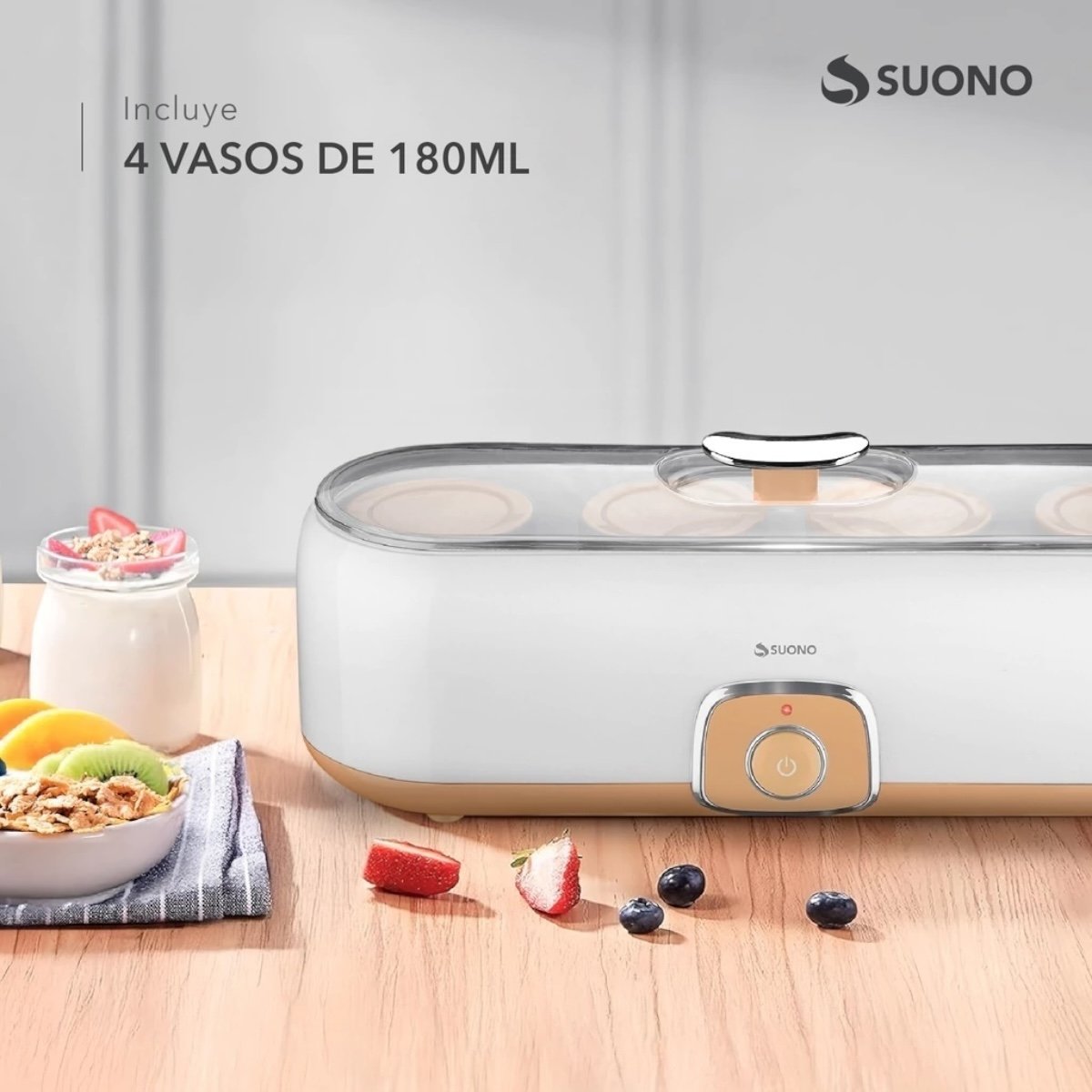 SUONO YOGURTERA ELÉCTRICA 720ML 4 VASOS NARANJA - Imagen 4