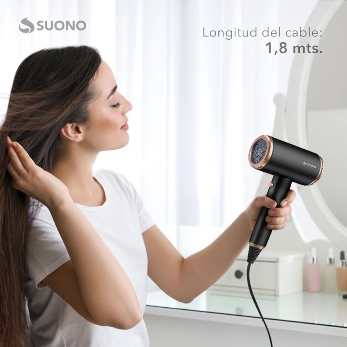 SUONO SECADOR PRO CON FUNCIÓN FRÍO 1600W NEGRO - Imagen 7