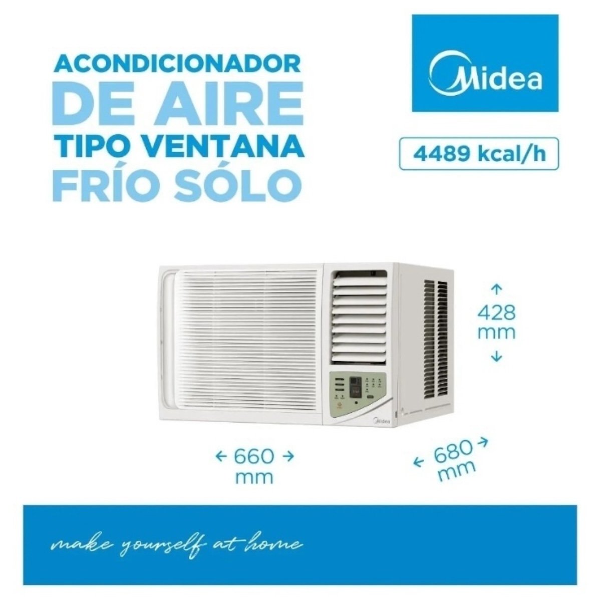 AIRE ACONDICIONADO MIDEA DE VENTANA 4489KCSL/H FRÍO BLANCO - Imagen 3