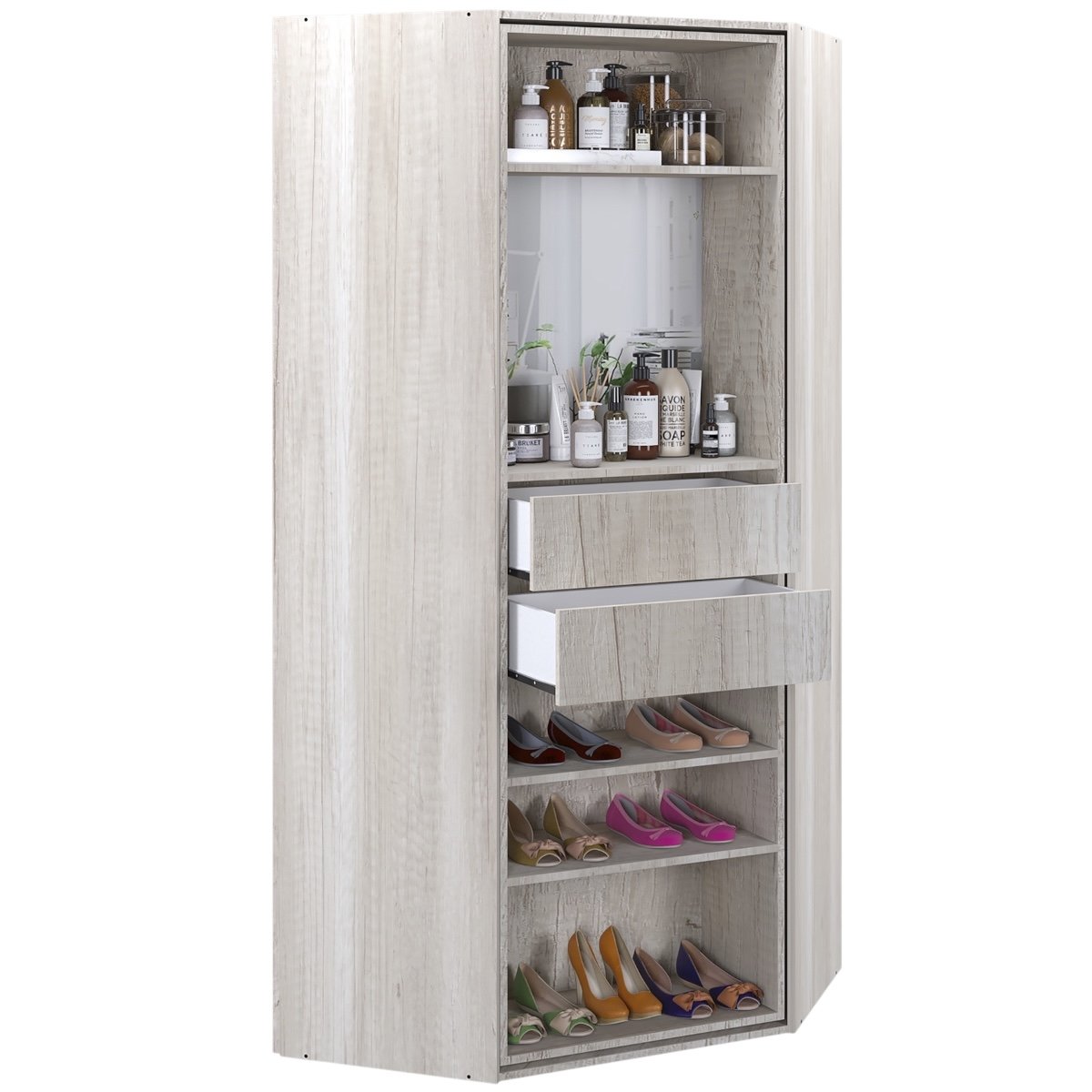 MUEBLE DE GUARDADO O ZAPATERO GIRATORIO CON ESPEJO Y CAJONES CORSALINI