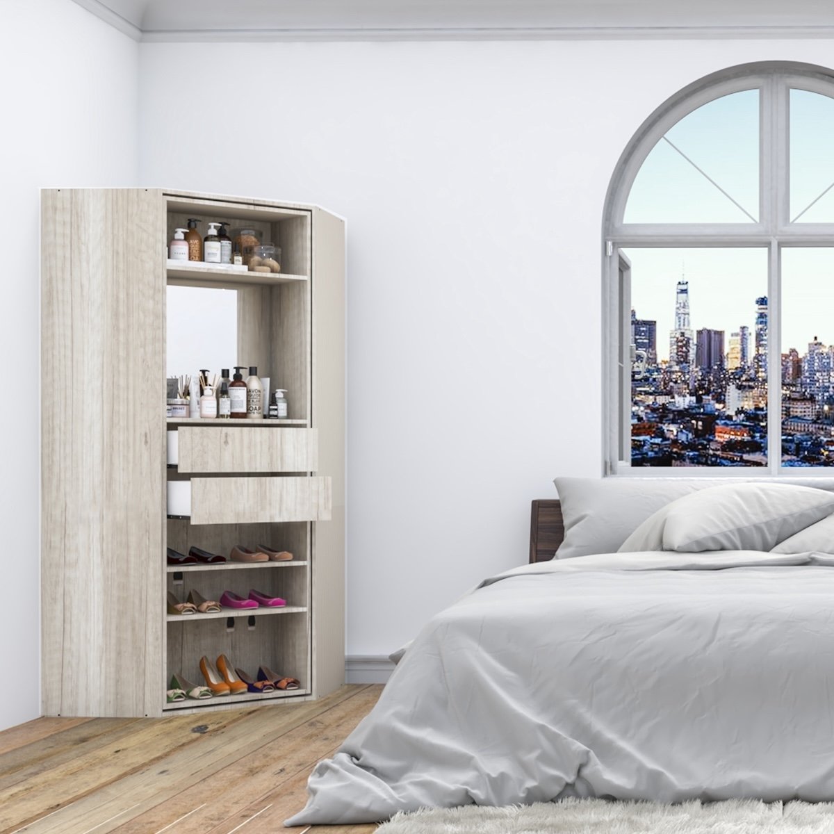 MUEBLE DE GUARDADO O ZAPATERO GIRATORIO CON ESPEJO Y CAJONES CORSALINI - Imagen 4