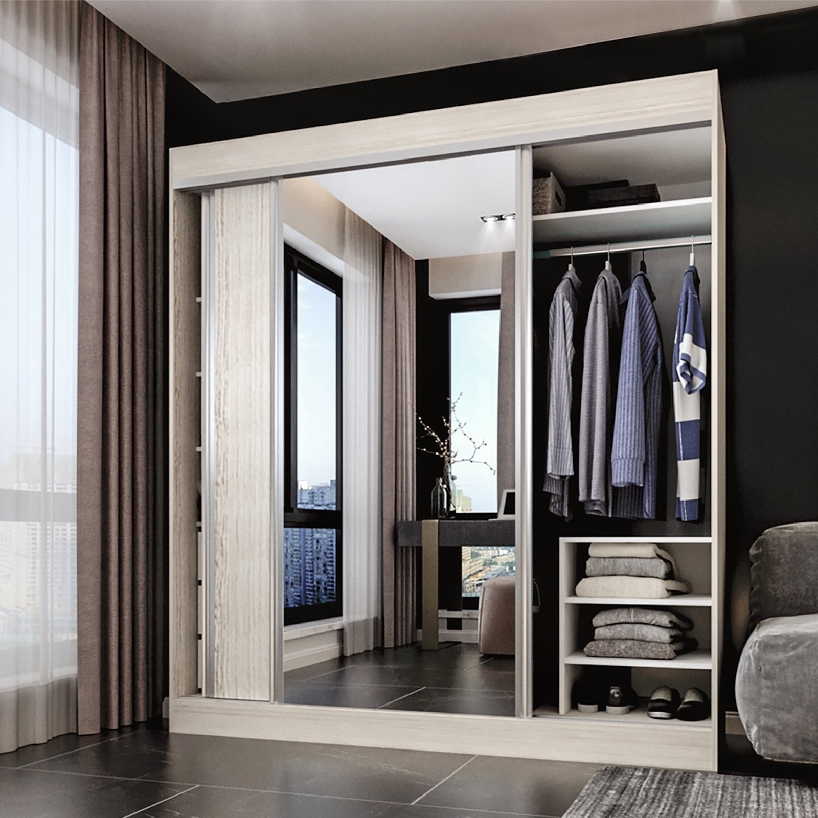 VESTIDOR 2 PUERTAS CORREDIZAS CON ESPEJO 180x200 CORSA