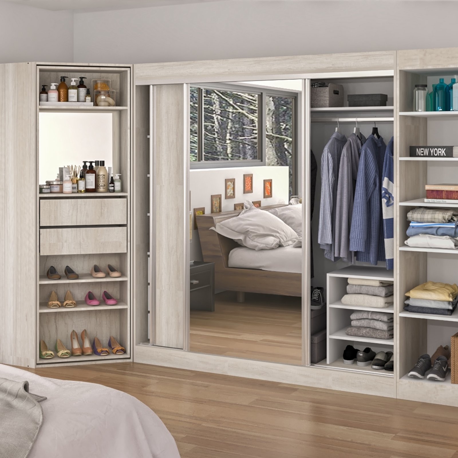 VESTIDOR 2 PUERTAS CORREDIZAS CON ESPEJO 180x200 CORSA - Imagen 6