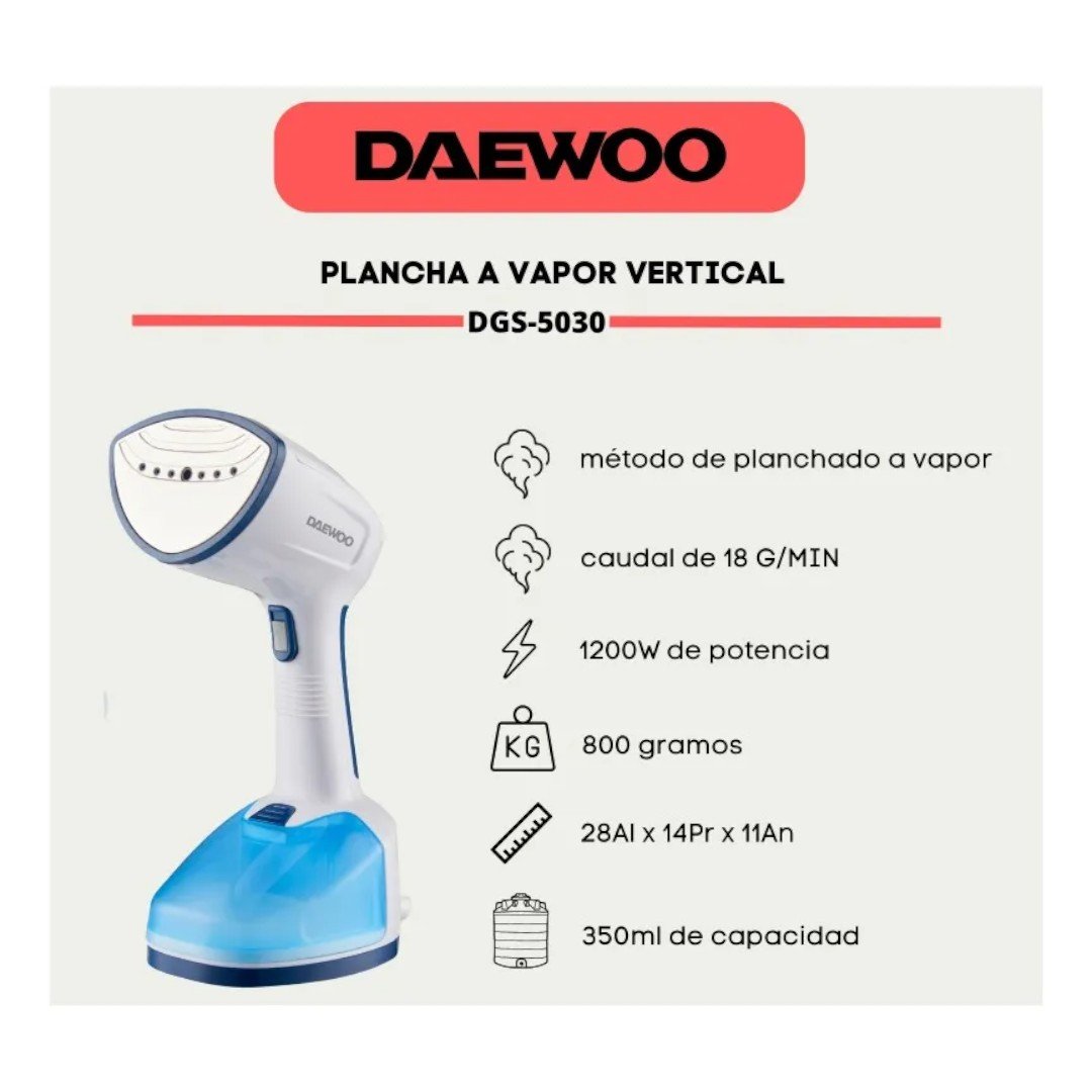 DAEWOO PLANCHA A VAPOR VERTICAL PORTATIL dgs5030 - Imagen 5