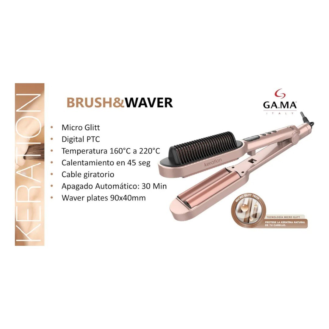 GAMA PLANCHITA 2 EN 1 WAVER&BRUSH CEPILLO RIZADOR COLOR ROSE GOLD - Imagen 4