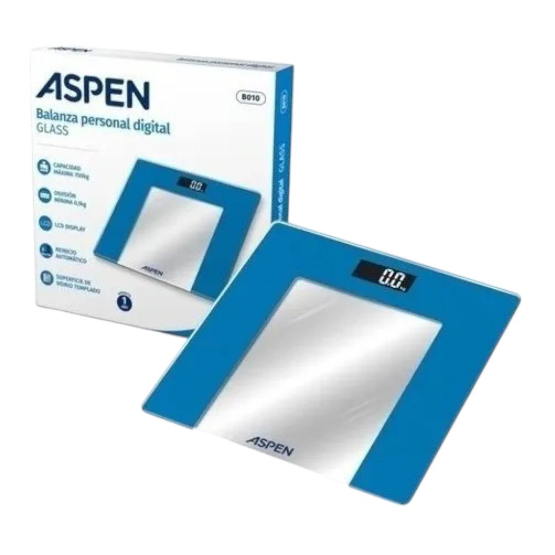 BALANZA DIGITAL ASPEN DE VIDRIO AZUL PERSONAL B010 - Imagen 2