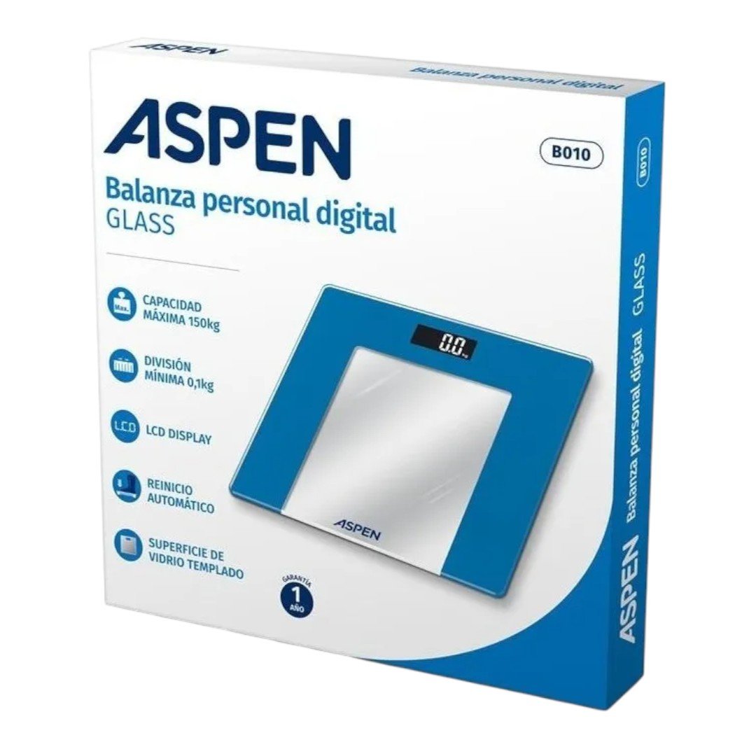 BALANZA DIGITAL ASPEN DE VIDRIO AZUL PERSONAL B010 - Imagen 3