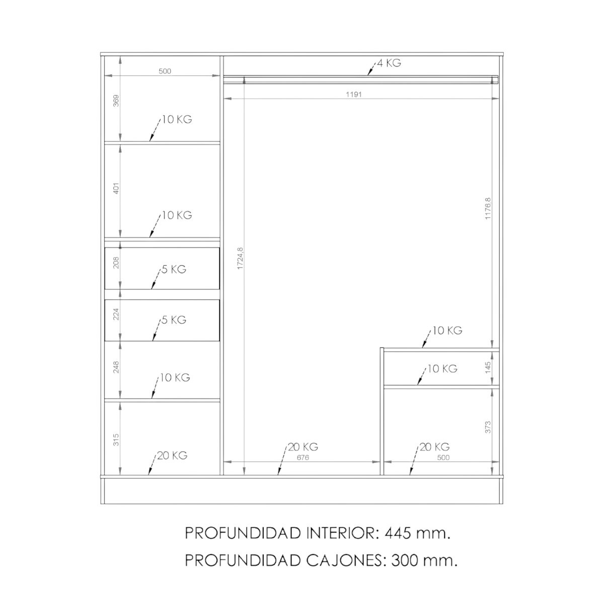 DIELFE PLACARD PUERTA CORREDIZA PLO180 - Imagen 4