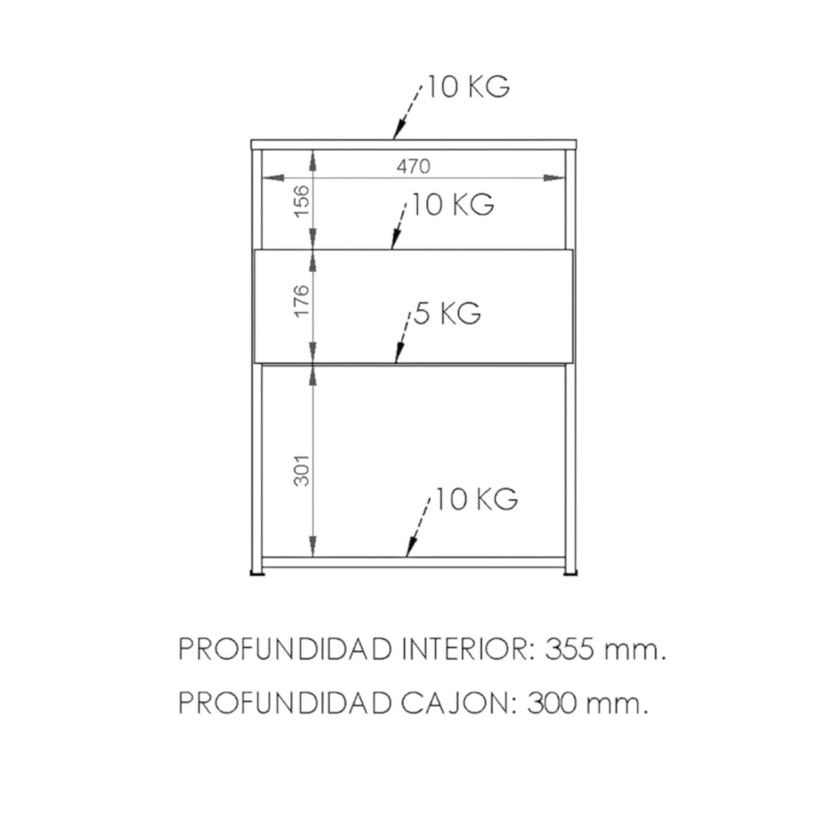 DIELFE MESA DE LUZ CLÁSICA 1 CAJÓN - Imagen 4
