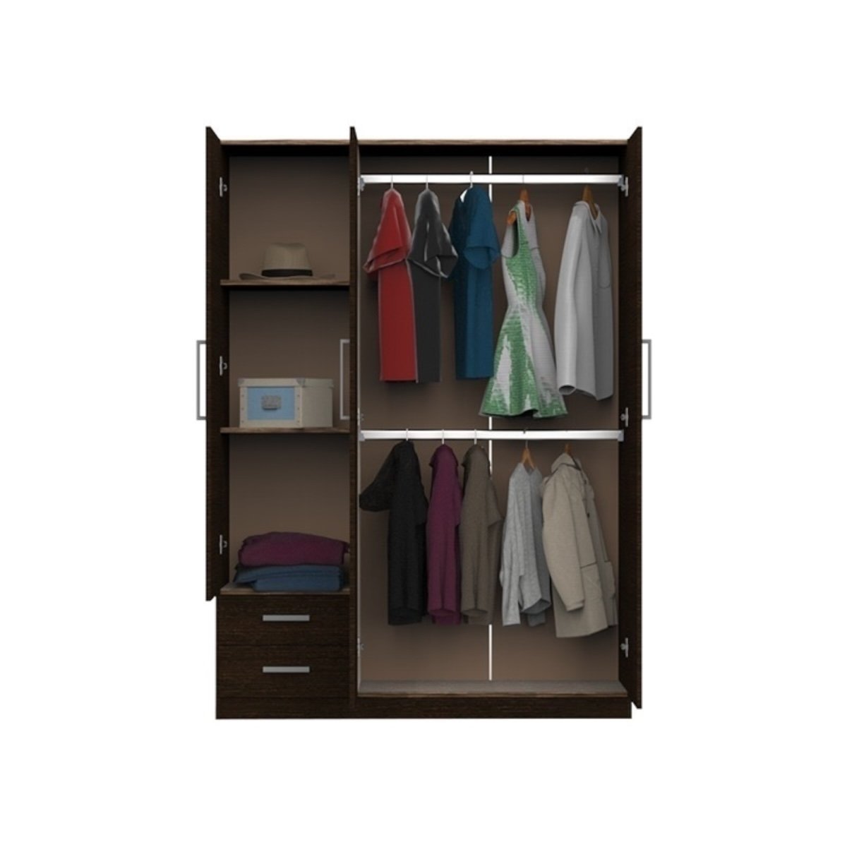 DIELFE PLACARD 3 PUERTAS DE ABRIR, ESTANTES Y 2 CAJONES PAC130 - Imagen 3