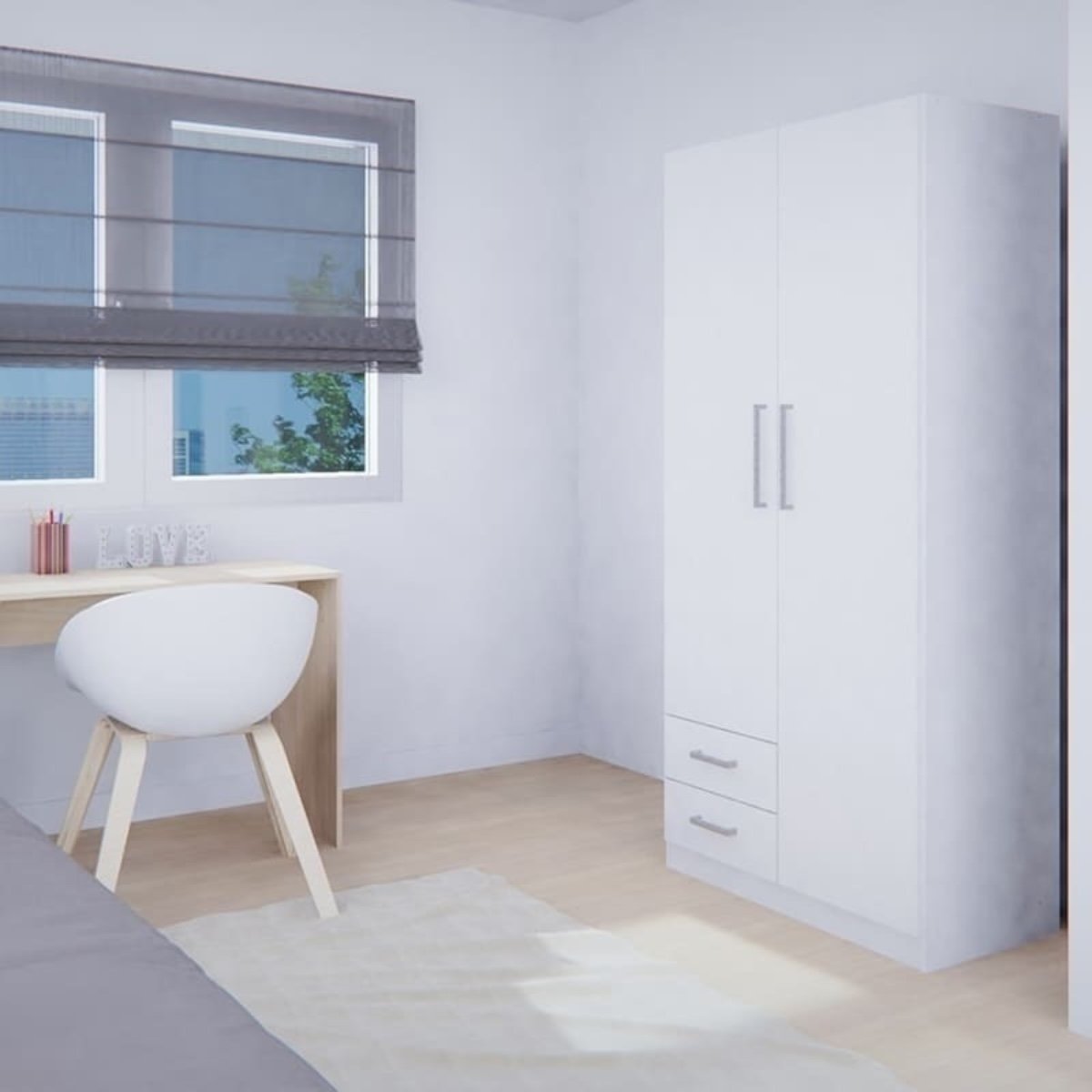 DIELFE PLACARD 2 PUERTAS DE ABRIR, ESTANTES Y 2 CAJONES PAC090 - Imagen 6