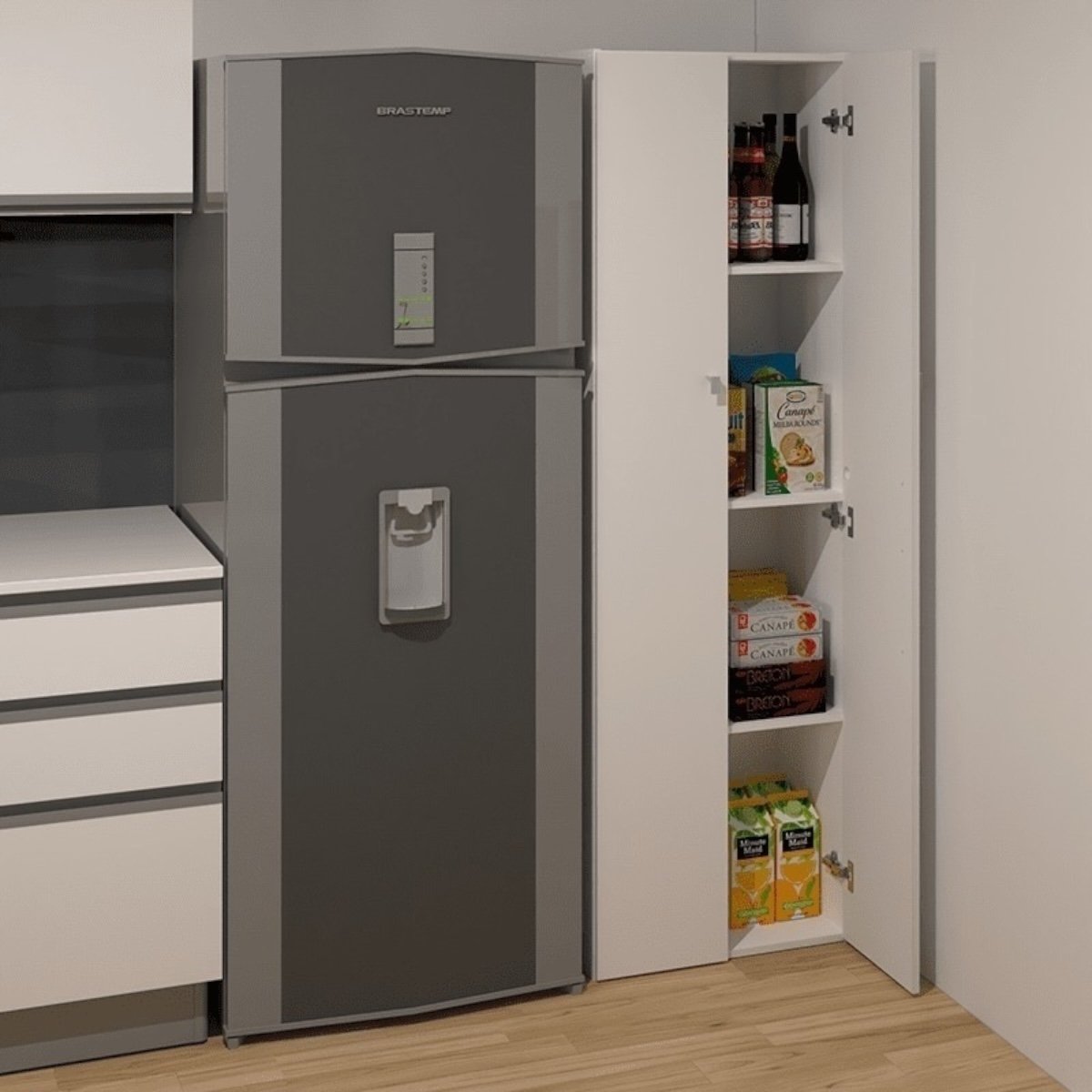 DIELFE DESPENSERO DE 2 PUERTAS GRANDE 4 ESTANTES BLANCO - Imagen 7