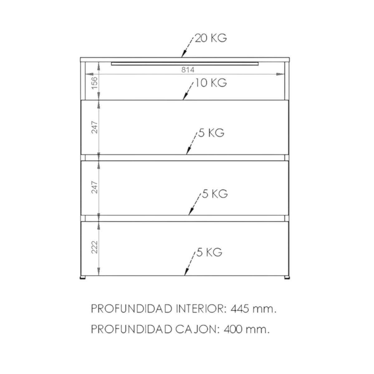 DIELFE COMODA DMC3C BLANCA - Imagen 5