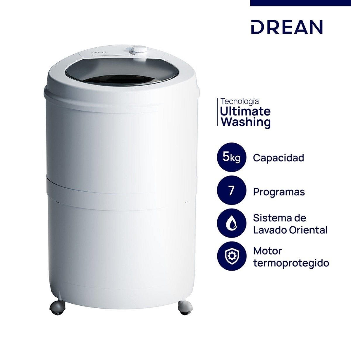 LAVARROPAS SEMIAUTOMÁTICO 5KG BLANCO DREAN - LRDR57SB0